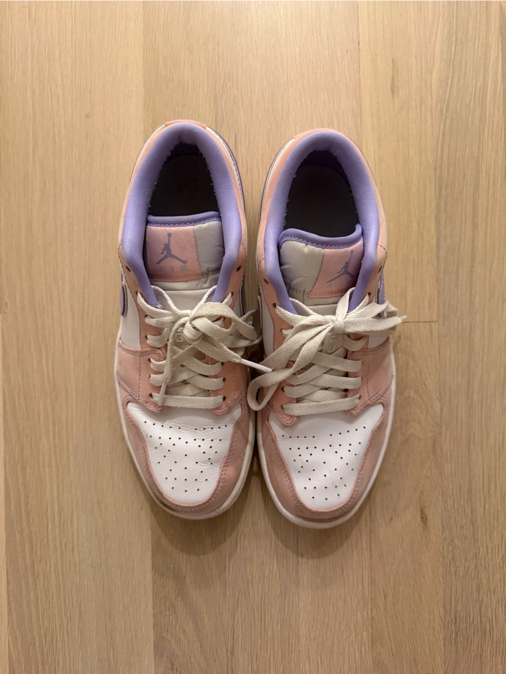 Jordan Low-Top Sneakers in Pink, White and Lavender (men’s 7.5 women’s 9)